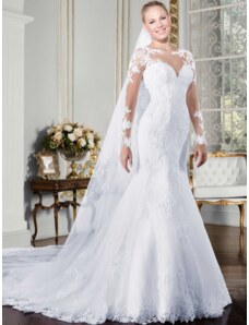 Donna Bridal nádherné svatební krajkové šaty mořská panna + DLOUHÝ ZÁVOJ ZDARMA