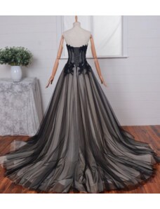 Donna Bridal nádherné večerní šaty, průhledný korzetový krajkový živůtek s dvoubarevnou tylovou sukní + SPODNICE ZDARMA