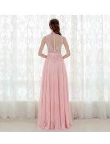 Donna Bridal romantické společenské šaty s krajkovým živůtkem s průhlednými zády