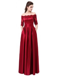 Donna Bridal romantické šaty na ples s odhalenými rameny, plisovanou sukní s kapsami