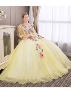 Donna Bridal romantické společenské šaty s květy na živůtku a sukni