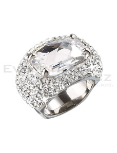 EVOLUTION GROUP Stříbrný prsten s velkým krystalem bílý 735800.1 crystal