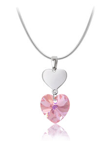 Jewellis ČR Jewellis ocelový náhrdelník ve tvaru srdce s krystalem Swarovski - Light Rose AB