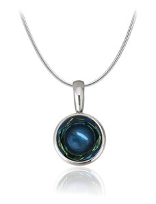 Jewellis ČR Jewellis ocelový náhrdelník Duo Crystal Cosmic Ring s perlou a krystalem Swarovski - Bermuda Blue