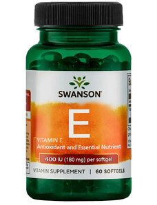 Swanson Vitamin E 400 IU 60 ks, gelové tablety, 400 IU (180 mg)