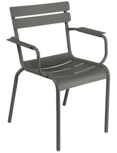 Šedozelená kovová zahradní židle Fermob Luxembourg s područkami