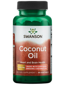 Swanson Certified Organic Coconut Oil 60 ks, gelové tablety, 1000 mg