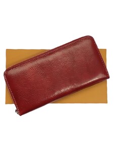 Velká dámská kožená peněženka penál pragati fashion v červené barvě