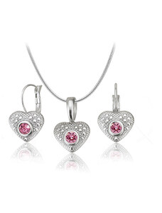 Jewellis ČR Jewellis ocelový set ve tvaru srdce Antique Heart s krystaly Swarovski - Rose