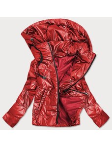S'WEST Červená lesklá dámská bunda s kapucí (B9575)