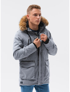 Ombre Clothing Pánská zimní prošívaná bunda - šedá C512