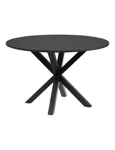 Černý lakovaný jídelní stůl Kave Home Argo 120 cm s černou kovovou podnoží