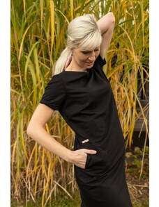 ZURI Dámské maxi šaty s krátkým rukávem černé