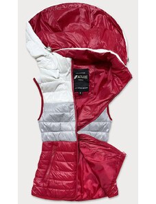 ATURE Bílo-šedo-červená dámská vesta s kapucí (6304)