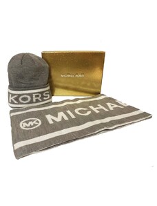 Dámský dárkový set Michael Kors - Čepice a Šála - Šedá/bílá