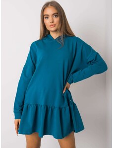 BASIC FEEL GOOD Modré dámské mikinové šaty s volánem -sea Tmavě modrá