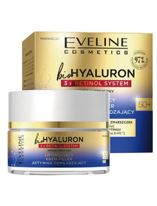 Eveline cosmetics bio HYALURON 3X RETINOL Aktivní omlazující liftingový pleťový krém 50+ den/noc 50 ml