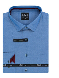 AMJ Pánská košile, modrá puntíkovaná VDR1176, dlouhý rukáv, regular fit