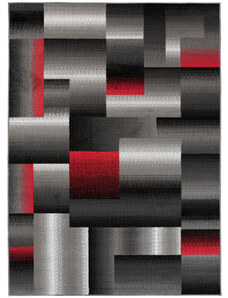 Chemex Kusový koberec Maya - obdélníky 1 - šedý/červený Rozměr koberce: 80x150 cm