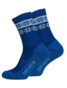 nanosilver Zimní ponožky thermo SNOW modrá/bílá
