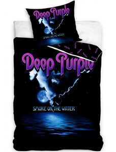 Carbotex Bavlněné ložní povlečení Deep Purple - motiv Smoke on the Water - 100% bavlna Renforcé - 70 x 90 cm + 140 x 200 cm