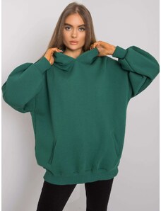 BASIC FEEL GOOD ZELENÁ OVERSIZE MIKINA BEZ POTISKU -GREEN Tmavě zelená