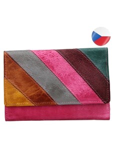 Dámská kožená peněženka LAGEN Sandra - cyklámová/barevná