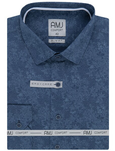 Pánská košile AMJ Slim fit modro-šedá s tištěným vzorem VDSBR1221