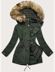 MHM Oboustranná dámská zimní bunda v khaki barvě (W557BIG)