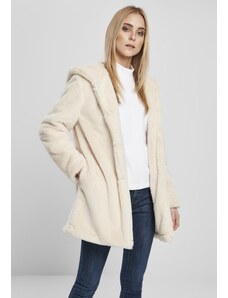 UC Ladies Dámský medvídkový kabát s kapucí v bílé barvě