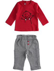 Set triko s dlouhým rukávem a kalhoty črveno-šedá chlapec Minibanda