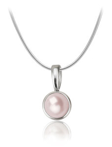 Jewellis ČR Jewellis ocelový náhrdelník s perlou Button Swarovski 8mm - Rosaline