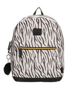 Beagles Černo-bílý kožený školní batoh „Tiger“