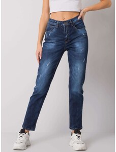 BASIC Tmavě modré dámské džíny -dark blue Denim vzor