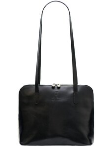 Glamorous by GLAM Santa Croce Dámská kožená kabelka s dlouhými poutky - černá