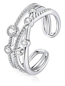 P&J Jewellery Stříbrný prsten Proplétané zirkonie SRUNI26