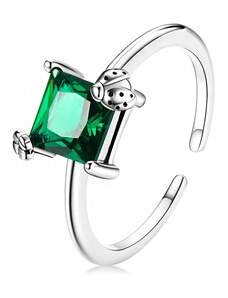 P&J Jewellery Stříbrný prsten Zelený zirkon SRUNI29