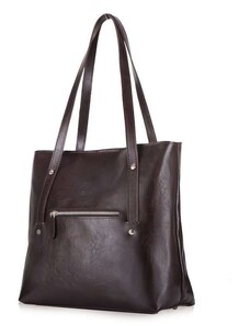 ELOAS Kožená dámská taška PARISIO vintage; tmavě hnědá