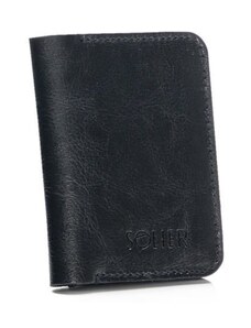 ELOAS Tenká kožená pánská peněženka s mincovníkem; černá