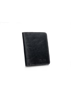 ELOAS Tenká kožená pánská peněženka s mincovníkem; černá