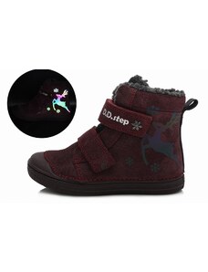 Zimní obuv DDstep W049-573A Raspberry - svítící
