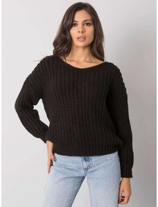Fashionhunters RUE PARIS Černý dámský pletený svetr