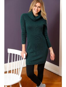 bonprix Pletené šaty s rolákovým límcem Petrolejová