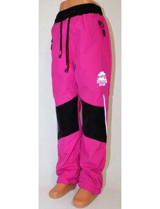 Zateplené šusťákové kalhoty SEZON - růžovo-černé - outdoor 134