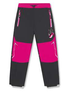 Dívčí funkční softshellové kalhoty, zateplené KUGO HK1661 - černo růžové
