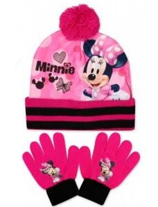Setino Dívčí zimní set - čepice a prstové rukavice Minnie Mouse