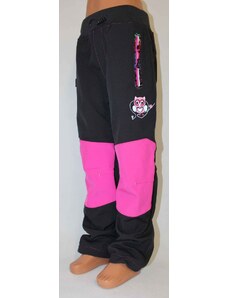 Softshellové kalhoty KUGO- (zateplené) -sova - černo-růžové 110