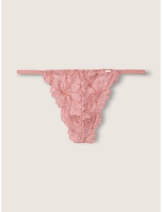 Victoria's Secret PINK Dámské krajkové kalhotky tanga Lace V-String Damsel Pink