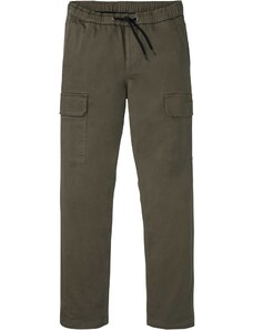 bonprix Strečové termo kalhoty bez zapínání, Regular Fit Straight Zelená