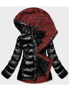 SPEED.A Černo/červená dámská prošívaná bunda s kapucí (XW817X)